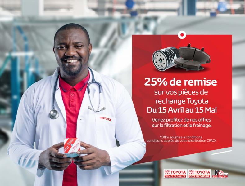 25% de remise sur vos pièces de rechange Toyota